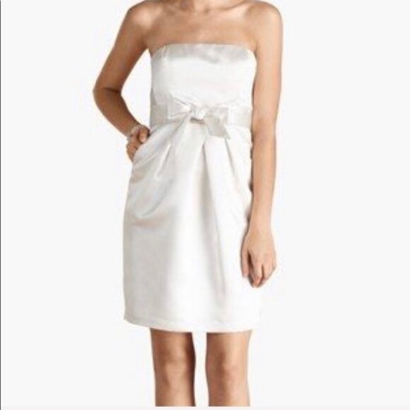Donna Morgan Womens White Satin Strapless Formal Dress Bow Pencil Skirt size 4 - Picture 1 of 11